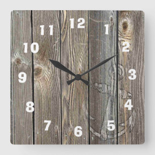 Quadrado Linda e velha madeira com aparência de relógio c