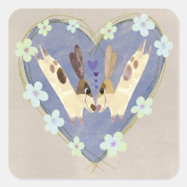 Quadrado Linda Raposa e Cardinal Inverno Adesivo