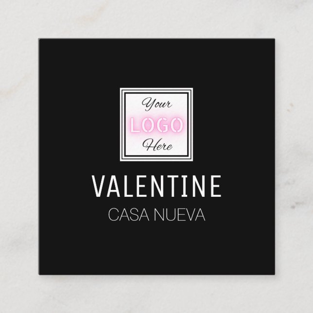 Quadrado Logotipo preto - Cartão de visita mínimo simples (Frente)