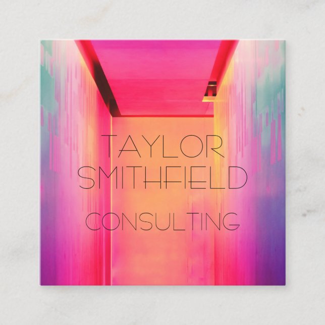 Quadrado luzes de neon cartão de visita (Frente)