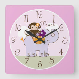 Quadrado Macaco personalizado Jacana sobre Relógio Elefante