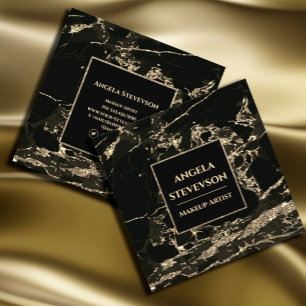 Quadrado Makeup Artist Dourado Marble Cartão de visita