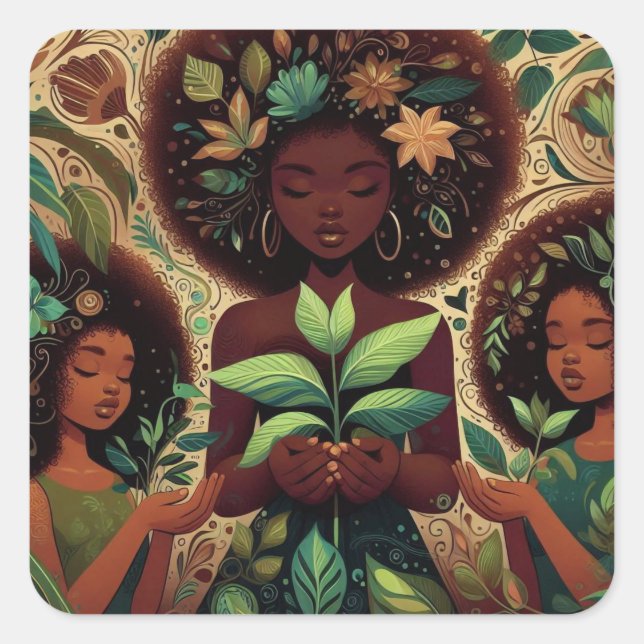 Quadrado Mantenha o adesivo das plantas (Frente)