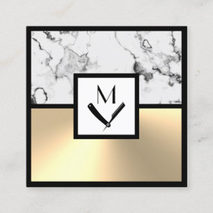 Quadrado Mármore branco e cartão de visita de ouro quadra