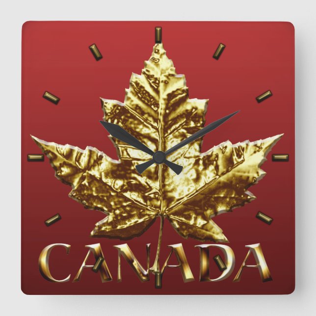 Quadrado Medalha Dourada de Relógio do Canadá Relógio de So (Frente)