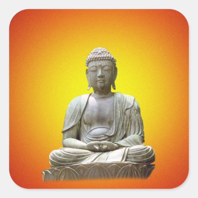 Quadrado Meditando o adesivo Buda (Frente)