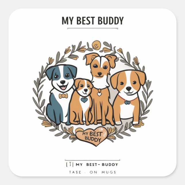 Quadrado Melhor adesivo Buddy (Frente)