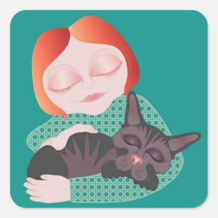Quadrado Melhores Amigos - adesivo do amante de gatos anima