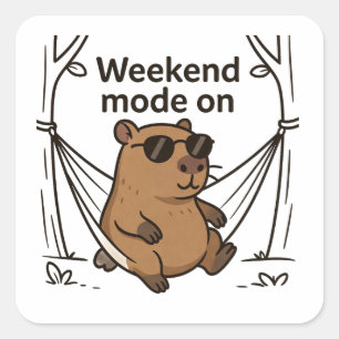 Quadrado Meme de Capivara Preguiçosa Cartoon Adesivo