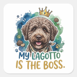 Quadrado Meu Lagotto É O Chefe Adesivo de Citação Engraçada