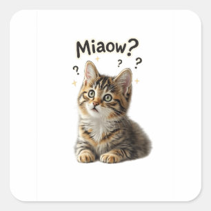 Quadrado Miaow?   Adesivo de Gato Engraçado para Amantes de