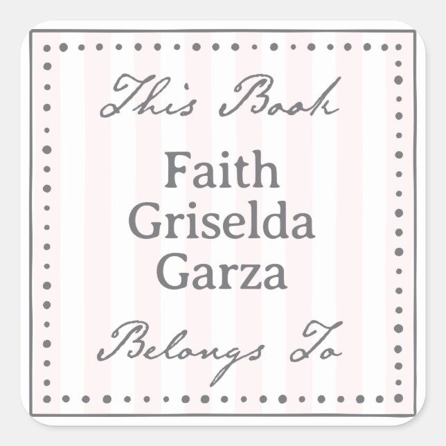 Quadrado Modelo de adesivo "Este Livro Pertence A" (Frente)