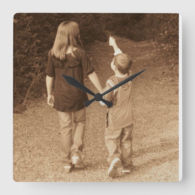 Quadrado Modelo de Relógio FOTO para Crianças (Frente)