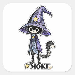Quadrado MOKI™ Adesivo de Personagem Original do Gato Mág