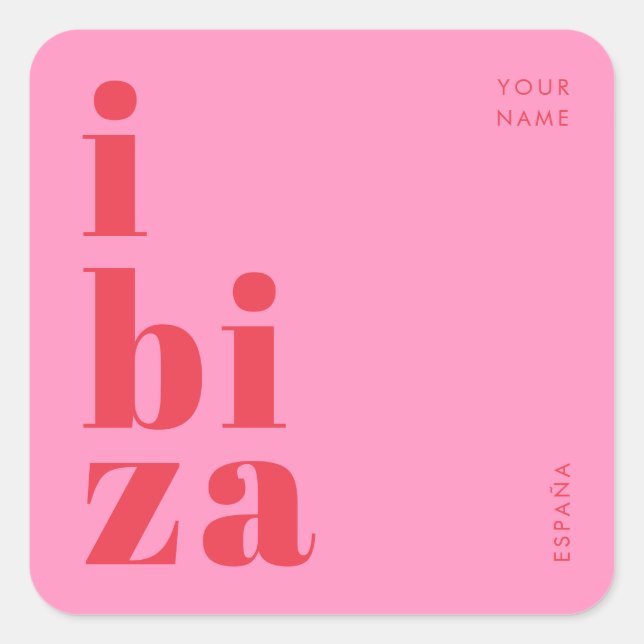 Quadrado Na moda Ibiza Espanha adesivo (Frente)