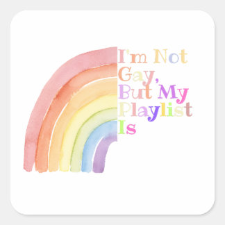 Quadrado Não Sou Gay Mas Minha Playlist É Engraçada Adesivo