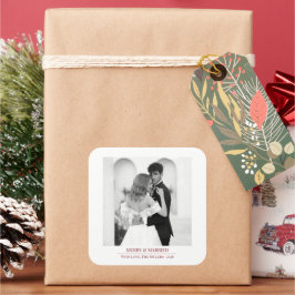 Quadrado Natal Feliz & Casados - Adesivo Personalizado para