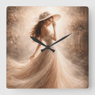 Quadrado Ninfas Aquáticas Eslavas Etéreas | Relógio | Decor
