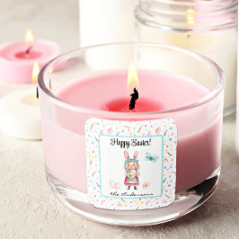 Quadrado Nome do Adesivo | Coelhinha da Páscoa Feliz de 1,5