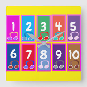 Quadrado Números de Matemática Inicial de 1 a 10 Relógio de