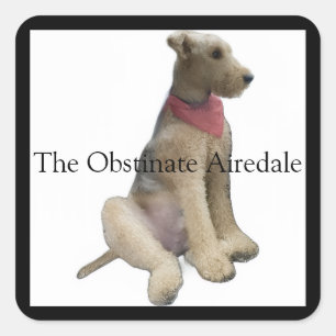 Quadrado O adesivo do Airedale Obstinado