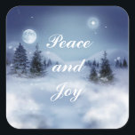 Quadrado O adesivo noturno do inverno<br><div class="desc">Um adesivo quadrado com uma imagem de uma bela noite de inverno com uma lua de cheio luminosa e um céu estrelado e um sentimento de feriado personalizável. Consulte cartão de saudação, confetti e papel de empacotamento. Veja toda a coleção do Chanucá Sticker na categoria CARDS & STICKERS na seção...</div>