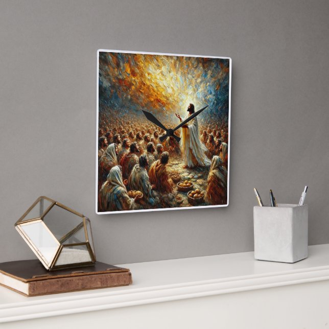 Quadrado O Milagre dos Pães e dos Pescados - Relógio (Escritório)