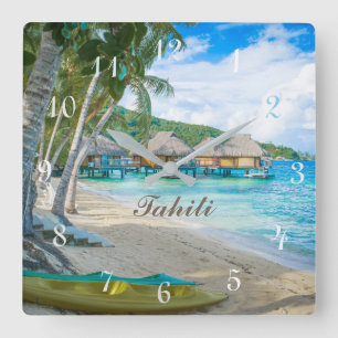 QUADRADO O RELÓGIO TAHITI. BELA PRAIA PARADISE TAHITI,