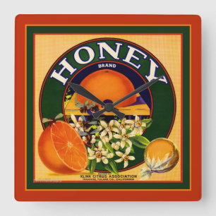 Quadrado O Rótulo da Fruta de Vintage Laranja O Relógio D
