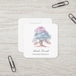 Quadrado Oak Tree Illustration Cartão de visita