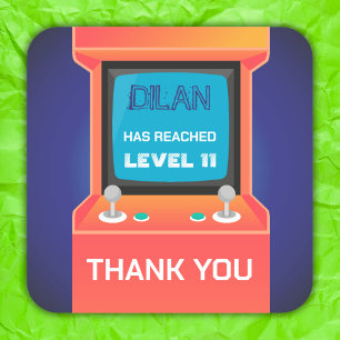 Quadrado Obrigado de jogador de arcada laranja, seu adesivo