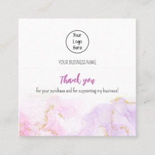 Quadrado Obrigado de taxa de cartão de visita cinza rosa