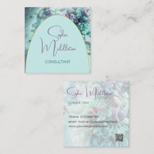 Quadrado Oceano sob o mar Coral QR Cartão de visita