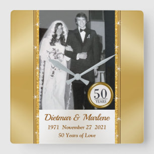 Quadrado Ordem especial relógio de 50 anos com foto