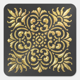 Quadrado Ornamentado preto e Dourado adesivo
