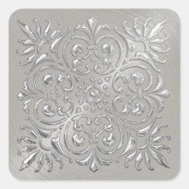 Quadrado Ornamentado Silver Emboscada Adesivo