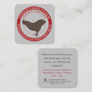 Quadrado Ovos frescos na Cartão de visita da cinza da caixa