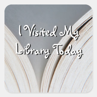 Quadrado Páginas de Livro #2 Visitei Meu Adesivo de Bibliot