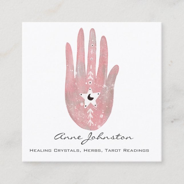 Quadrado Palma de Aquarela e Cartão de visita de Star Squar (Frente)