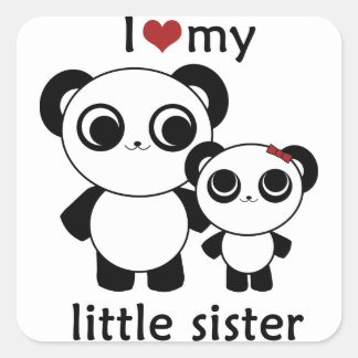 Quadrado Panda - Eu amo minha irmãzinha - adesivo