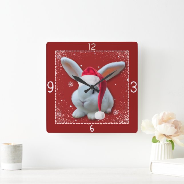 Quadrado Papais noeis de Natal Relógio Bunny (Lar)