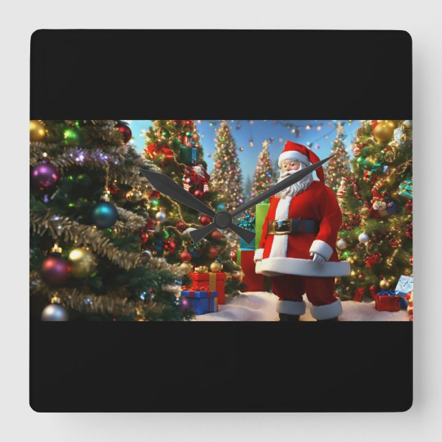 Quadrado Papais noeis - Relógio de Férias Festivas (Frente)