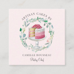 Quadrado Pastelaria Pastelaria Panela Rosa Cartão de visita