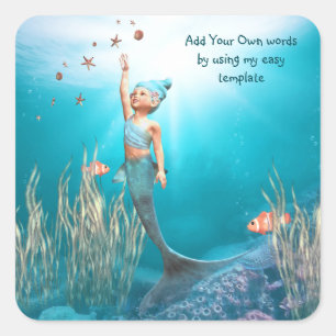 Quadrado pequeno Adesivo da Sereia 1