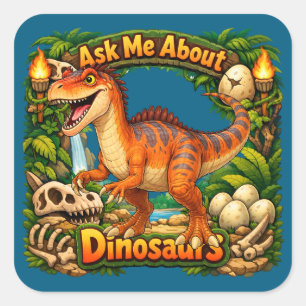 Quadrado Pergunte-me sobre Dinossauros, Alossauro Adesivo