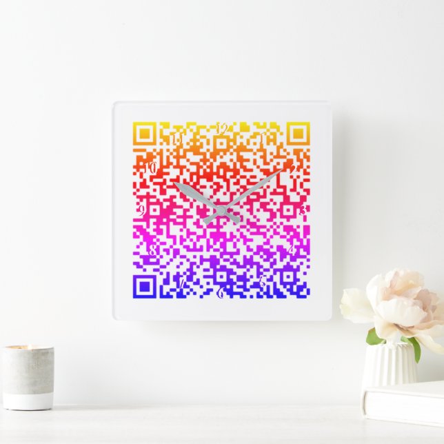 Quadrado Personalizar seu relógio de código QR - Escolher c (Lar)
