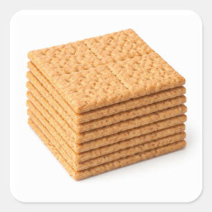 Quadrado Pilha de Biscoitos Graham em Adesivo Branco