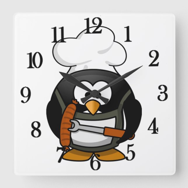 Quadrado Pinguim-chefe (personalizável) adorável - Relógio  (Frente)