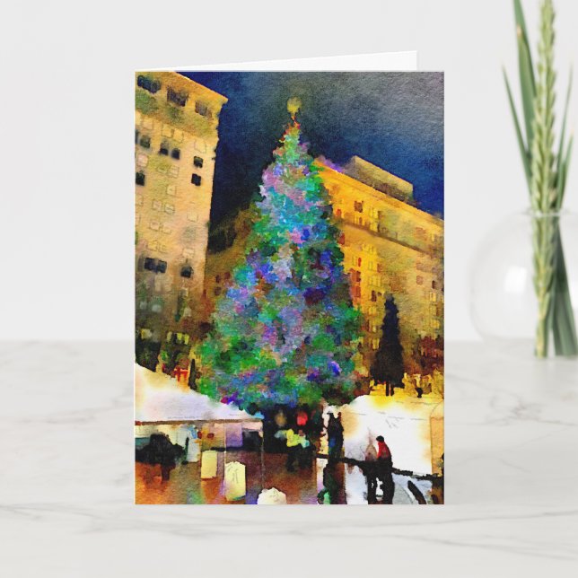 Quadrado pioneiro de Portland em cartões de Natal (Frente)
