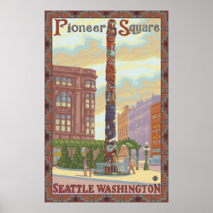 Quadrado pioneiro - Seattle, poster de pólo de